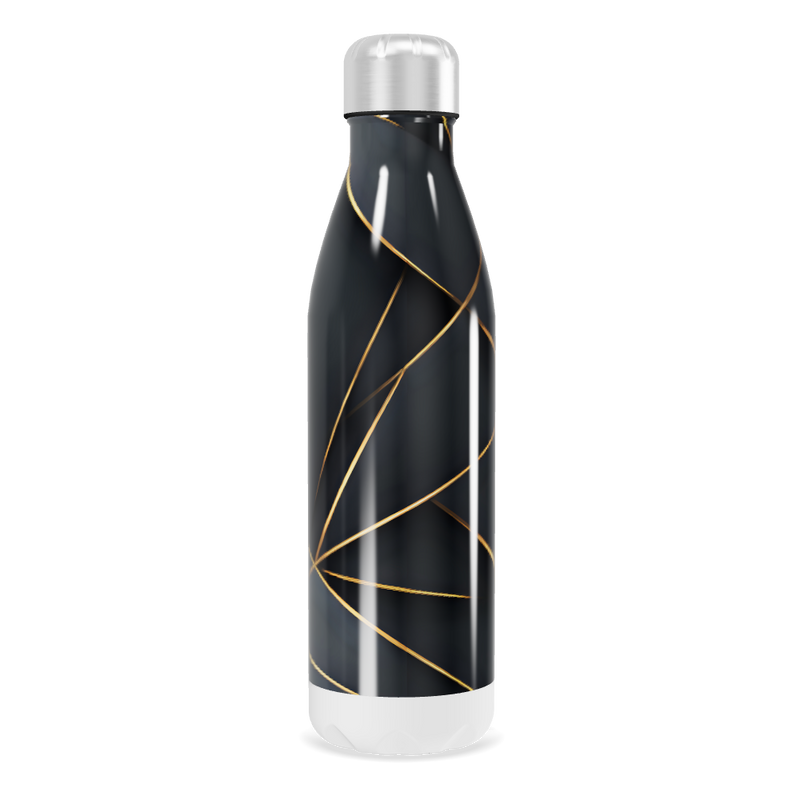 Garrafa Inox - Preta com Detalhes Dourados