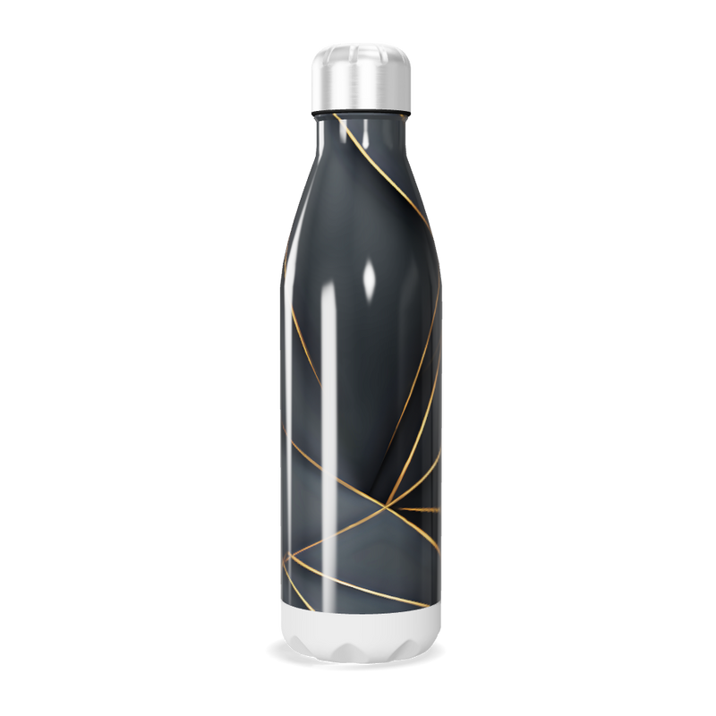 Garrafa Inox - Preta com Detalhes Dourados