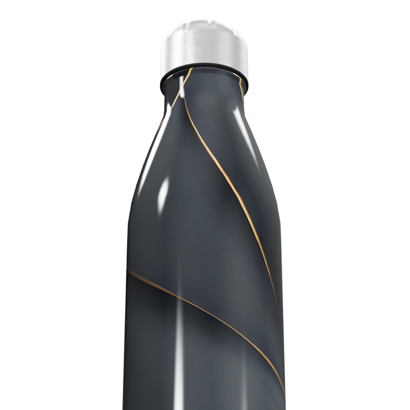 Garrafa Inox - Preta com Detalhes Dourados