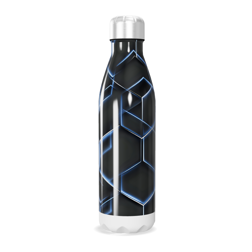 Garrafa Inox - Estampa Hexagonal Azul