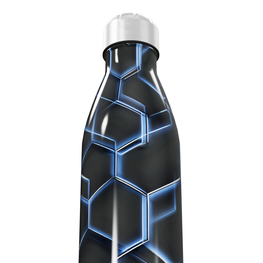 Garrafa Inox - Estampa Hexagonal Azul
