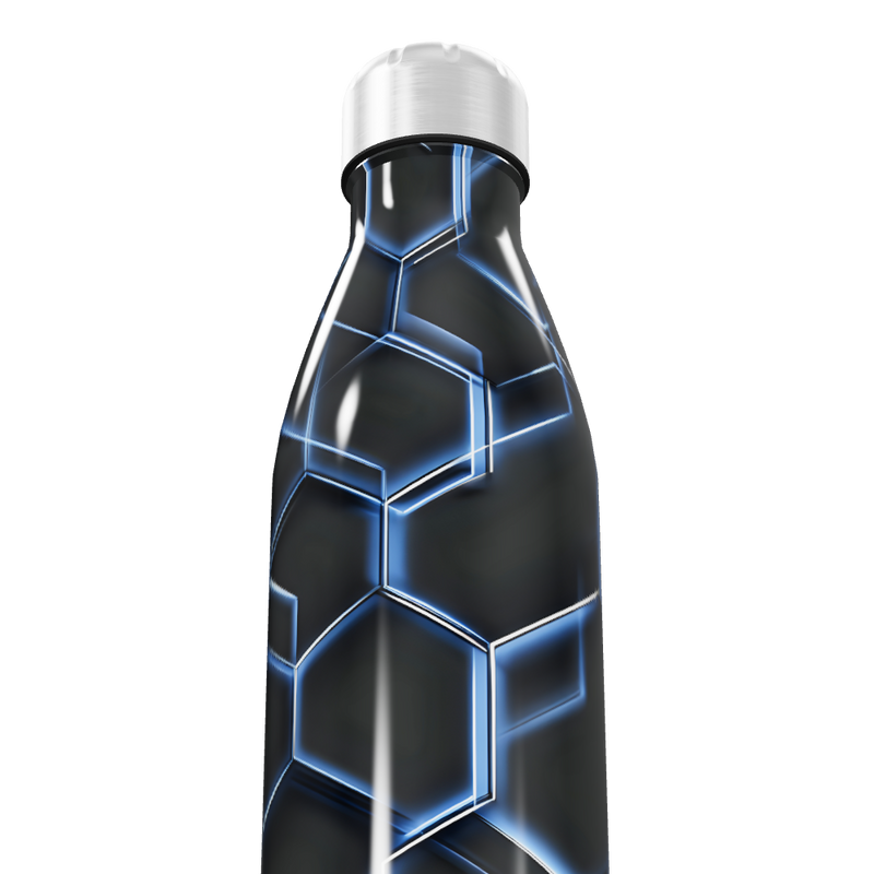 Garrafa Inox - Estampa Hexagonal Azul