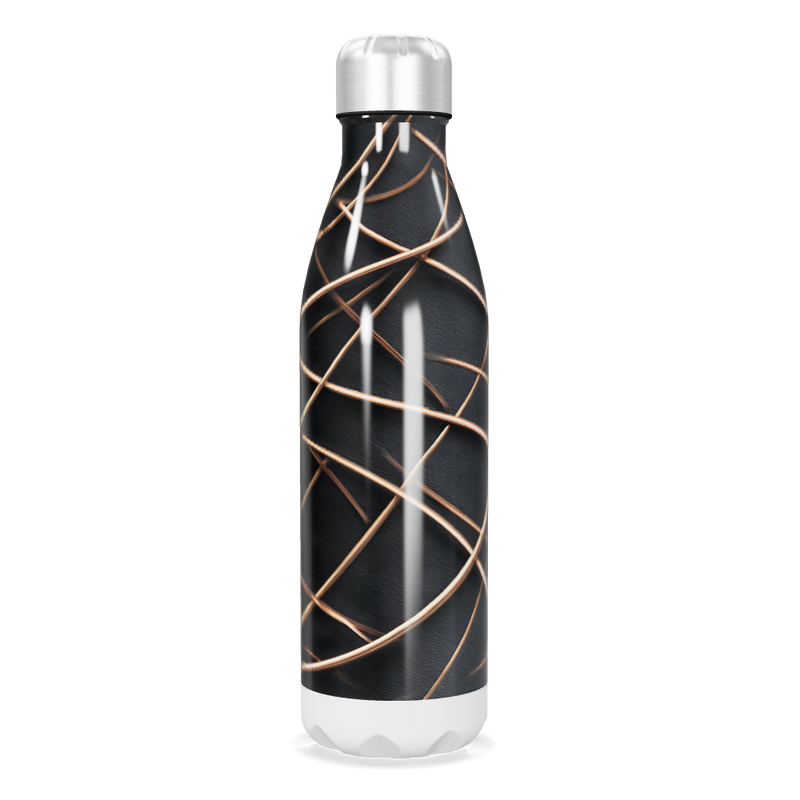 Garrafa Inox - Preta com Linhas Douradas