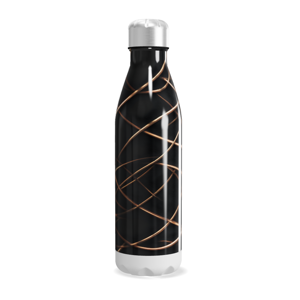 Garrafa Inox - Preta com Linhas Douradas