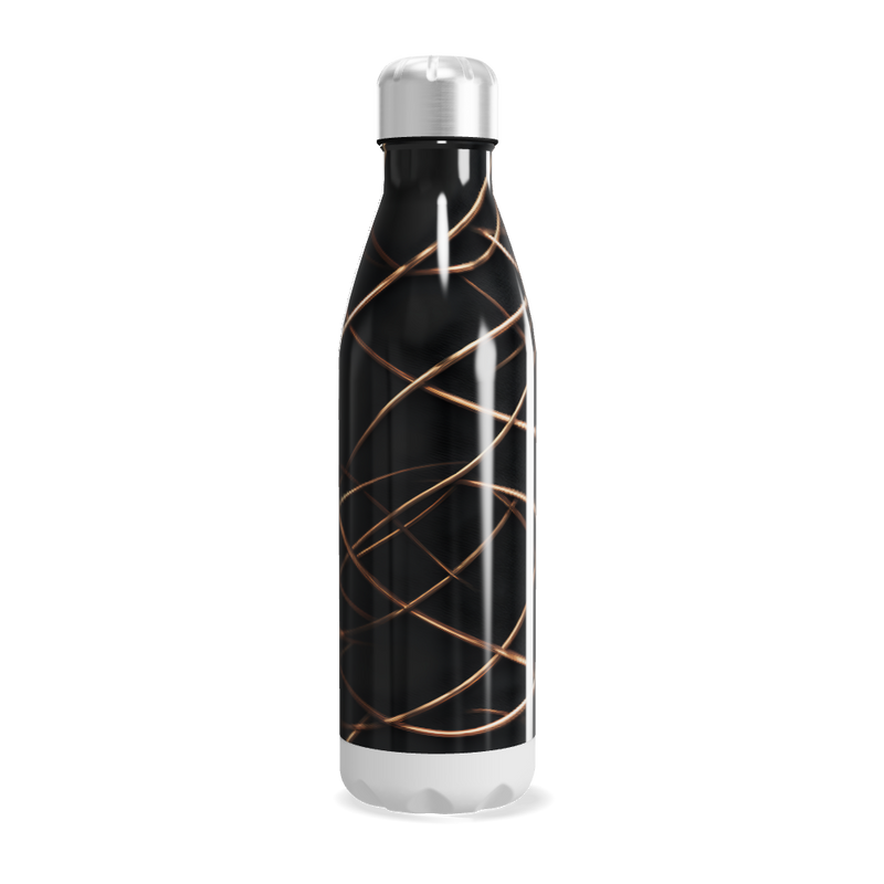 Garrafa Inox - Preta com Linhas Douradas