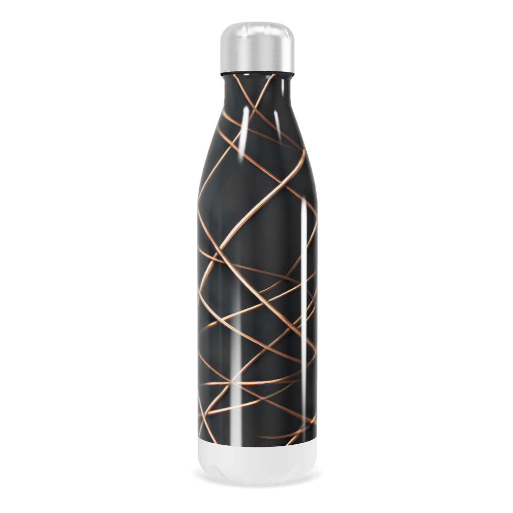 Garrafa Inox - Preta com Linhas Douradas