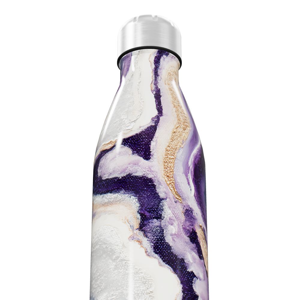 Garrafa Inox - Marmorizada Roxa e Branca