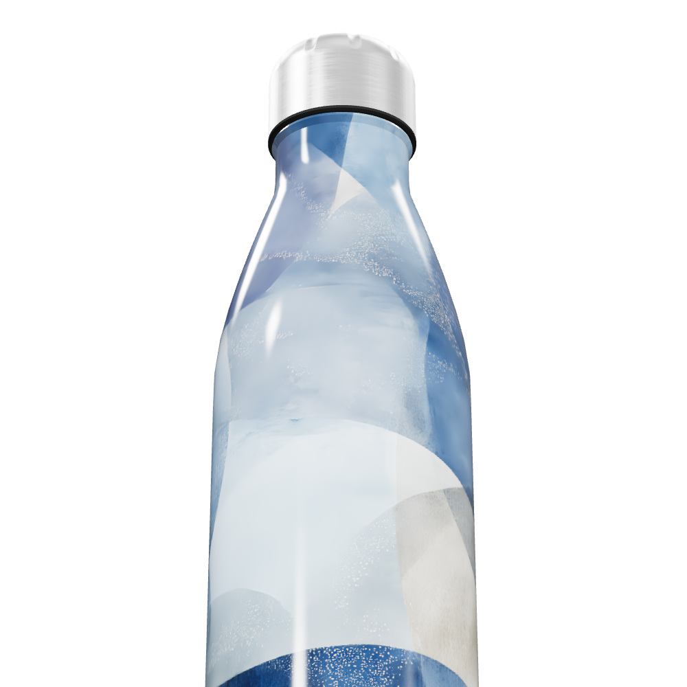 Garrafa Inox Azul - Design Geométrico