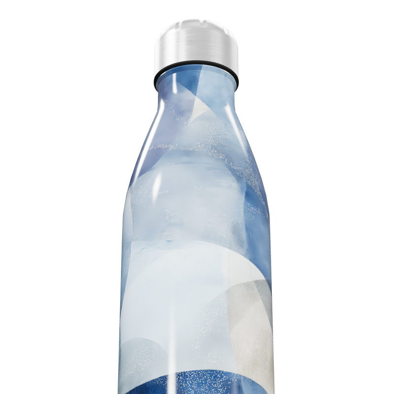 Garrafa Inox Azul - Design Geométrico