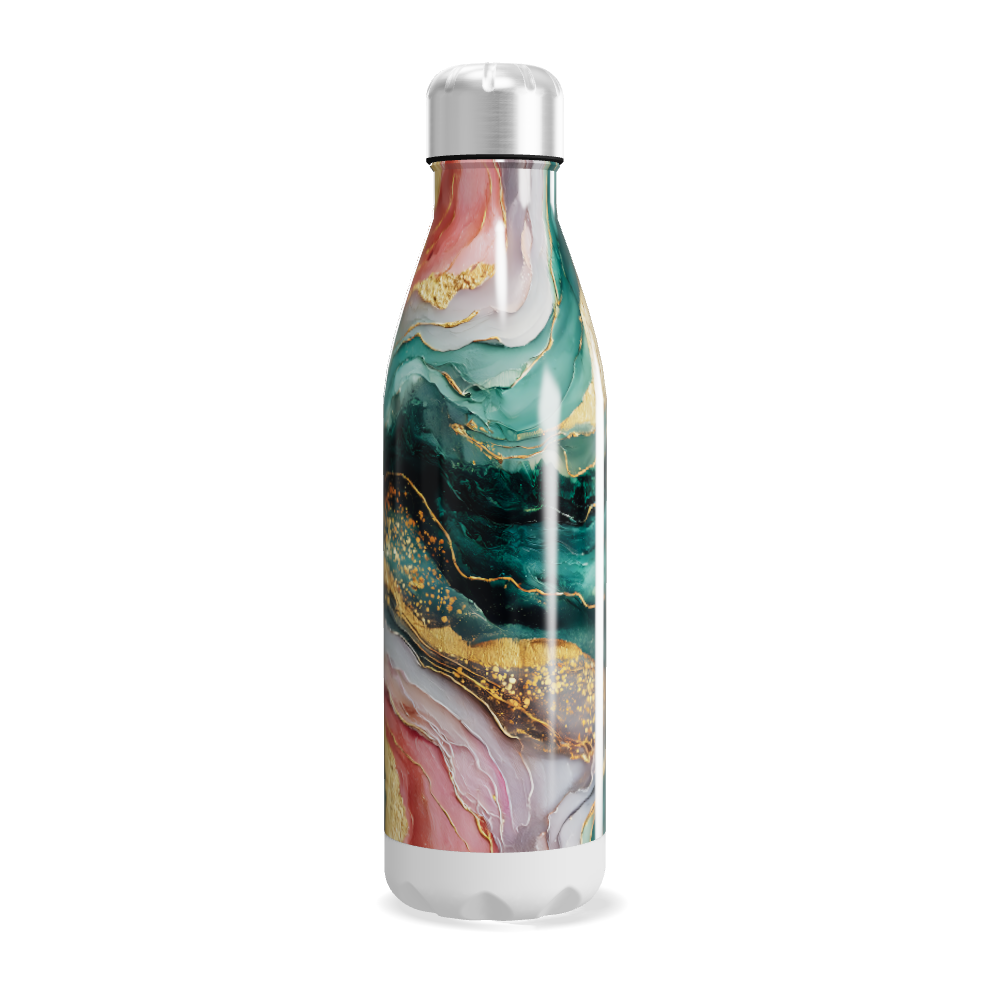Garrafa Inox - Estampa Mármore Verde