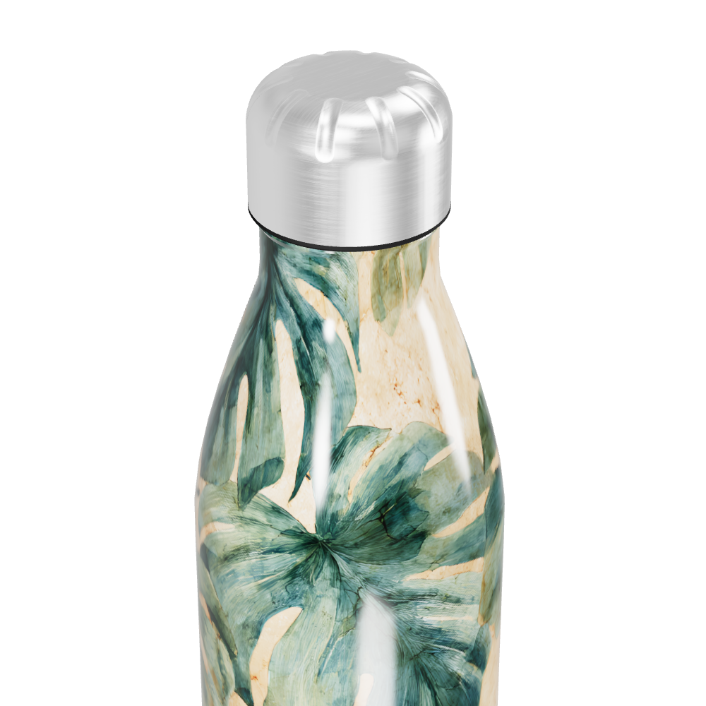 Garrafa Inox - Folhas Verde Tropical