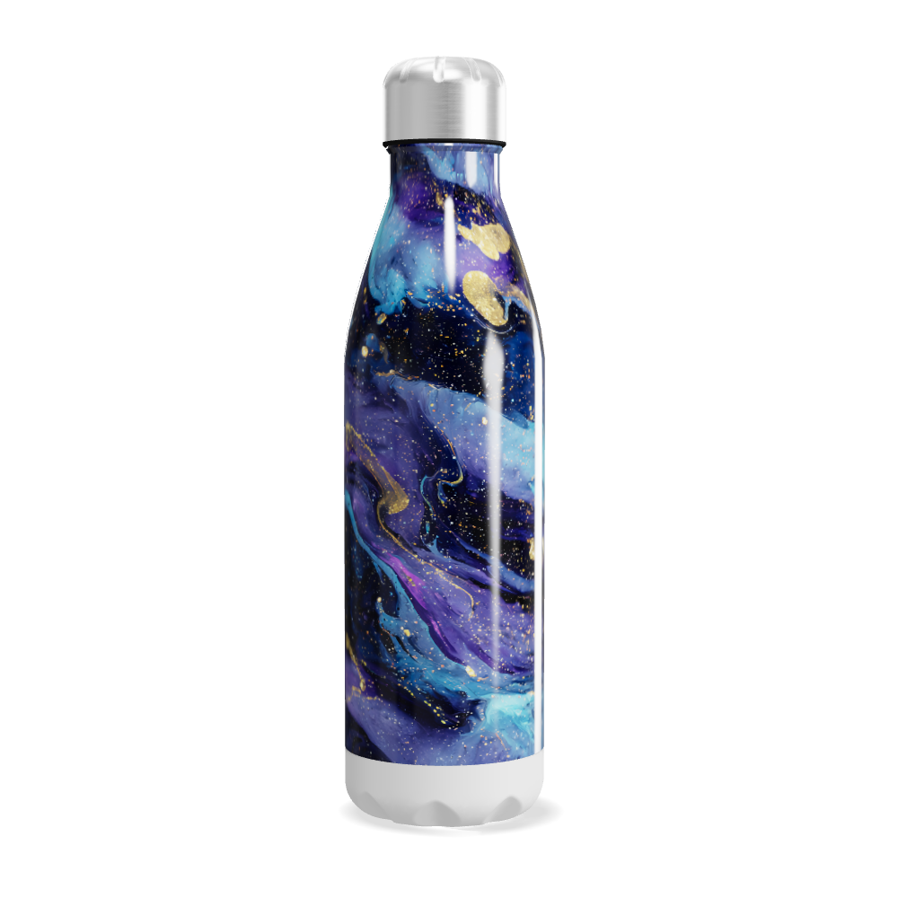 Garrafa Inox - Azul com Estampa Abstrata