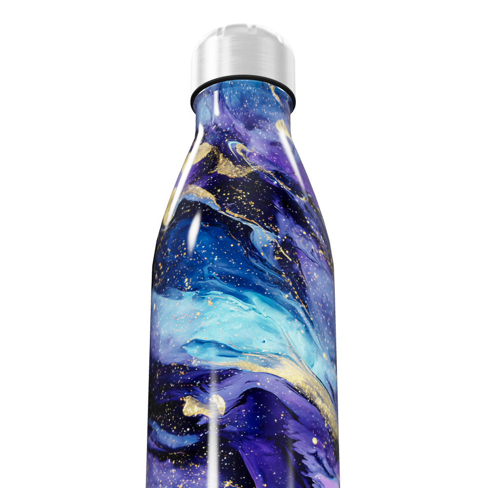 Garrafa Inox - Azul com Estampa Abstrata