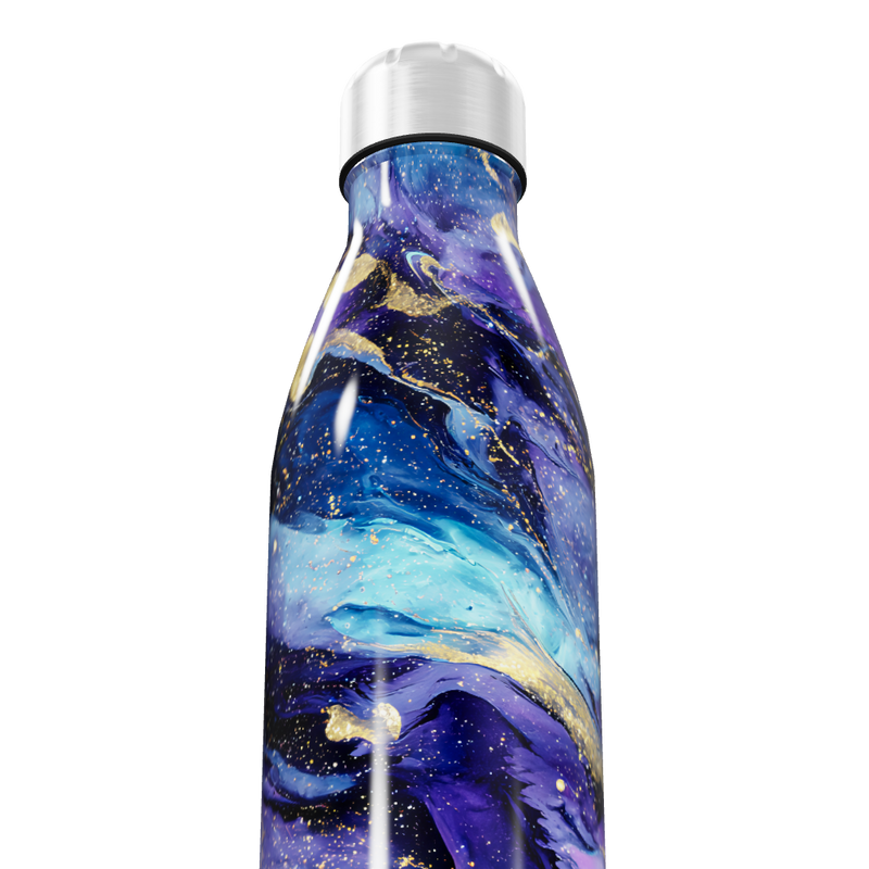 Garrafa Inox - Azul com Estampa Abstrata