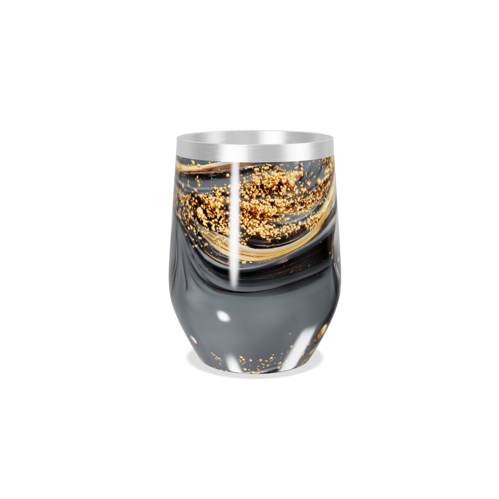 Copo Térmico Slim - Preto e Dourado Abstrato