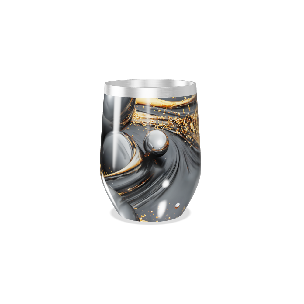 Copo Térmico Slim - Preto e Dourado Abstrato