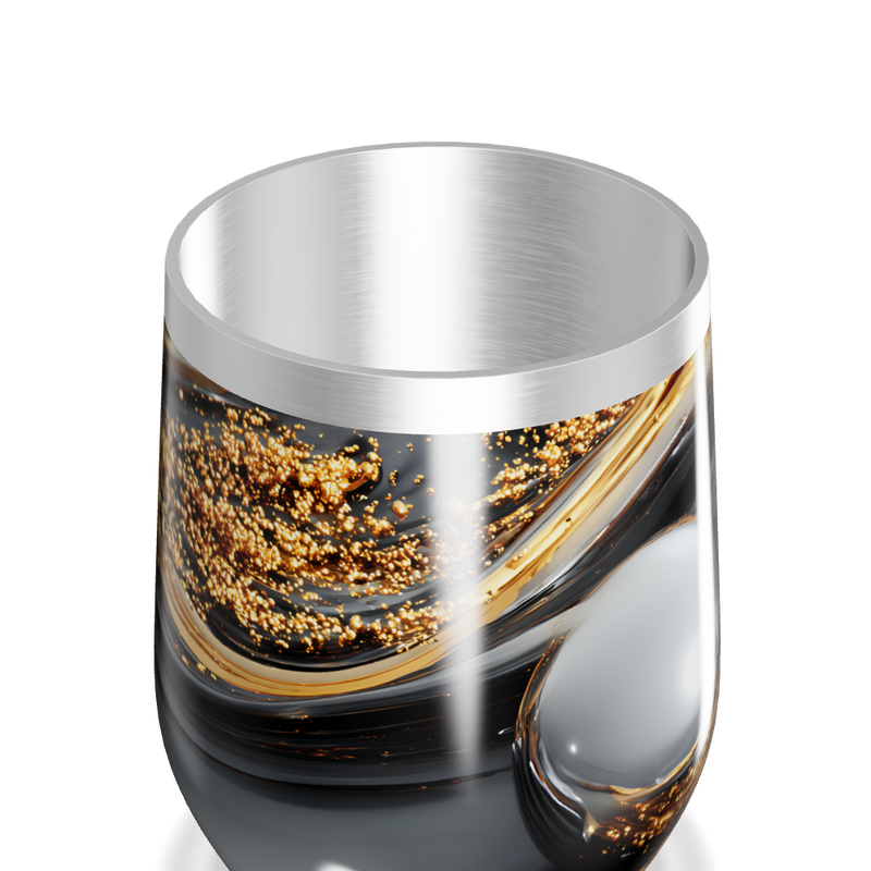 Copo Térmico Slim - Preto e Dourado Abstrato