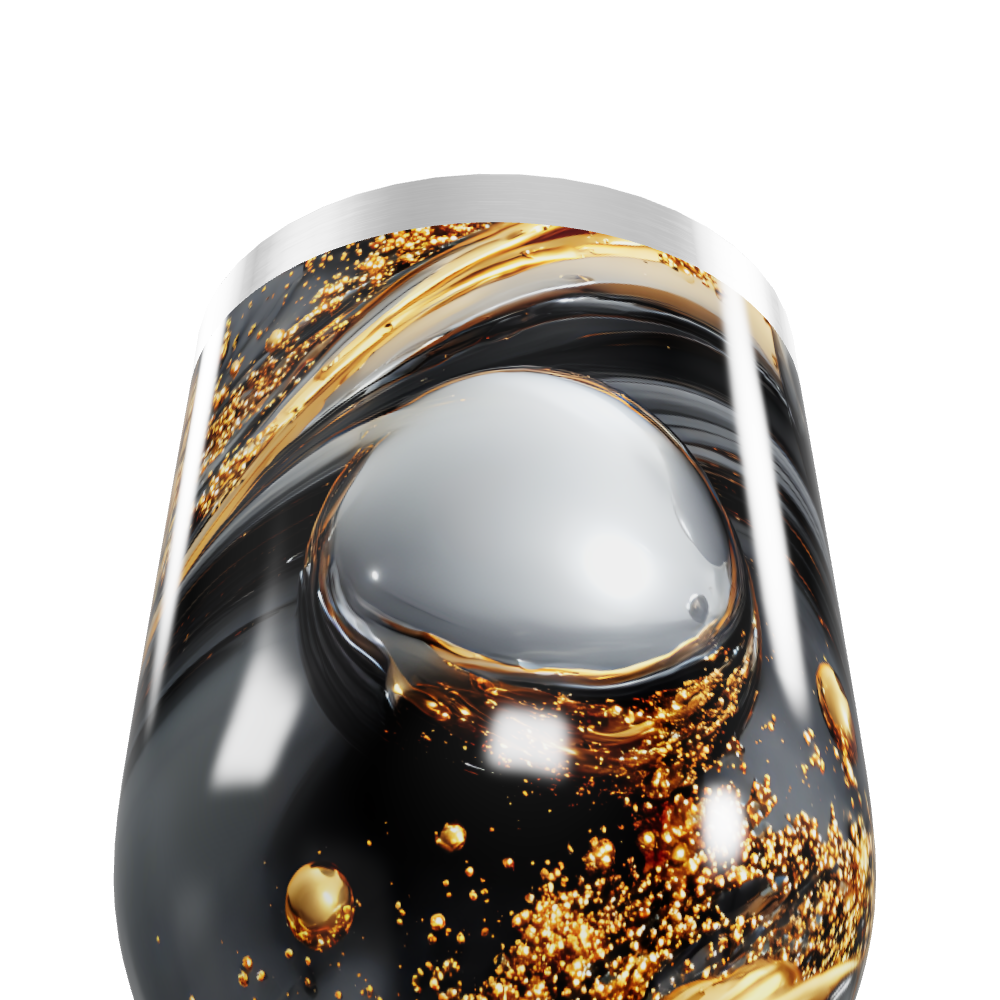 Copo Térmico Slim - Preto e Dourado Abstrato