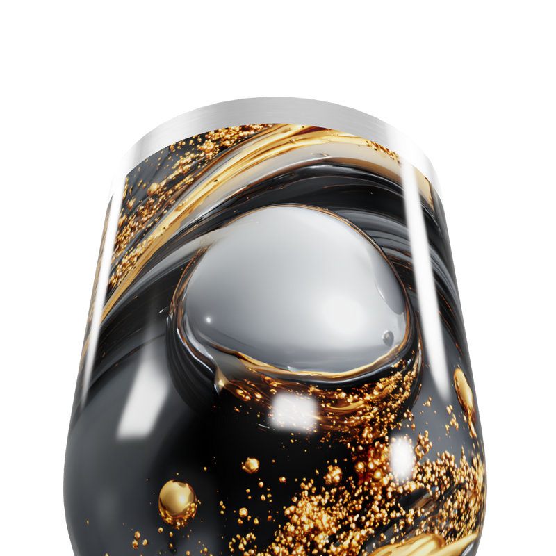 Copo Térmico Slim - Preto e Dourado Abstrato