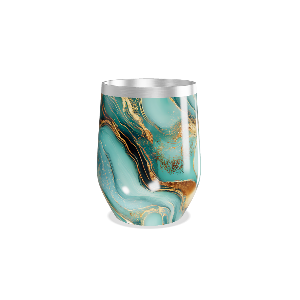 Copo Térmico Slim - Mármore Verde e Dourado