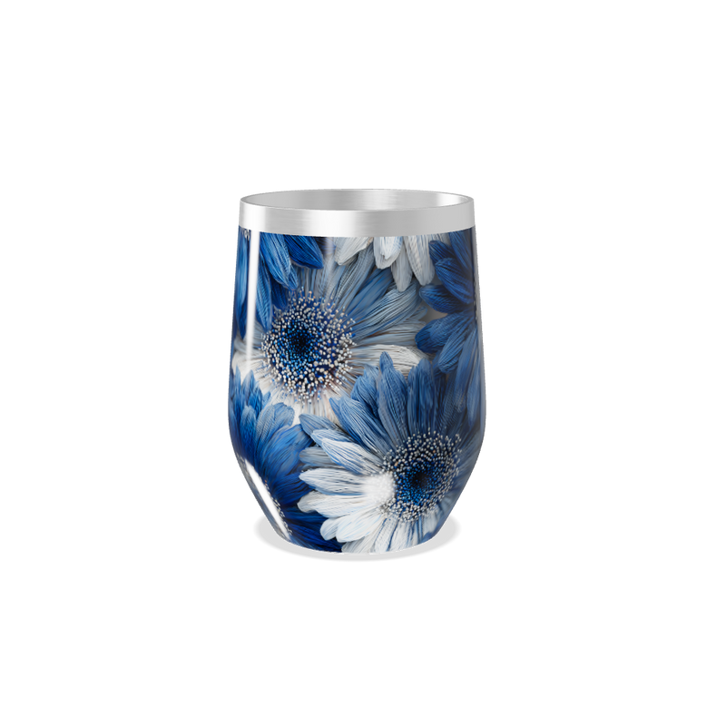 Copo Térmico Slim - Floral Azul Inox