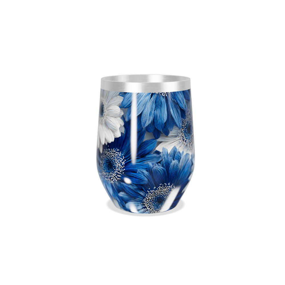Copo Térmico Slim - Floral Azul Inox