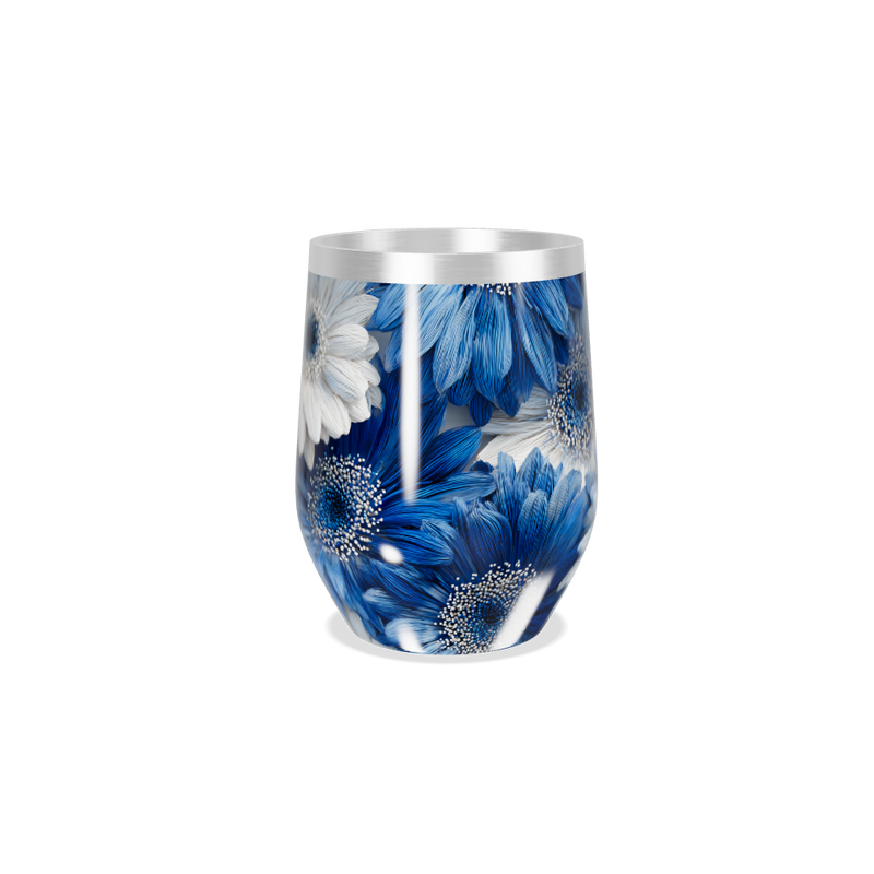 Copo Térmico Slim - Floral Azul Inox