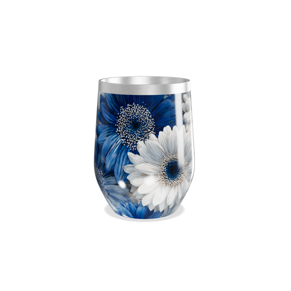 Copo Térmico Slim - Floral Azul Inox