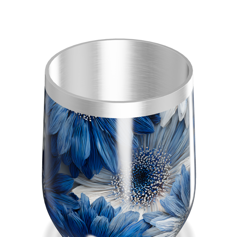 Copo Térmico Slim - Floral Azul Inox