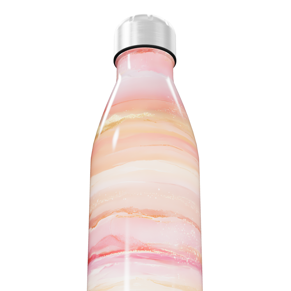Garrafa Inox Rosa Marmorizada 500ml