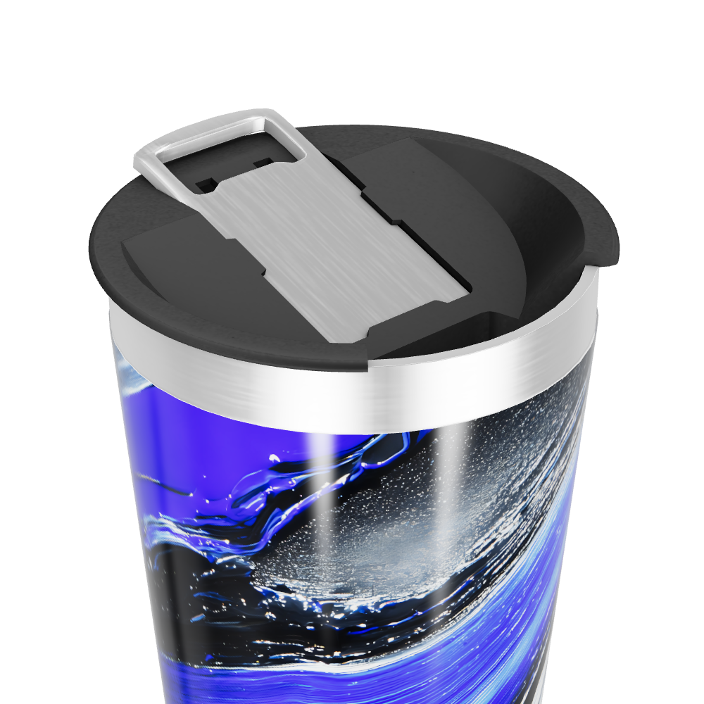 Copo Térmico - Azul com Estampa Abstrata