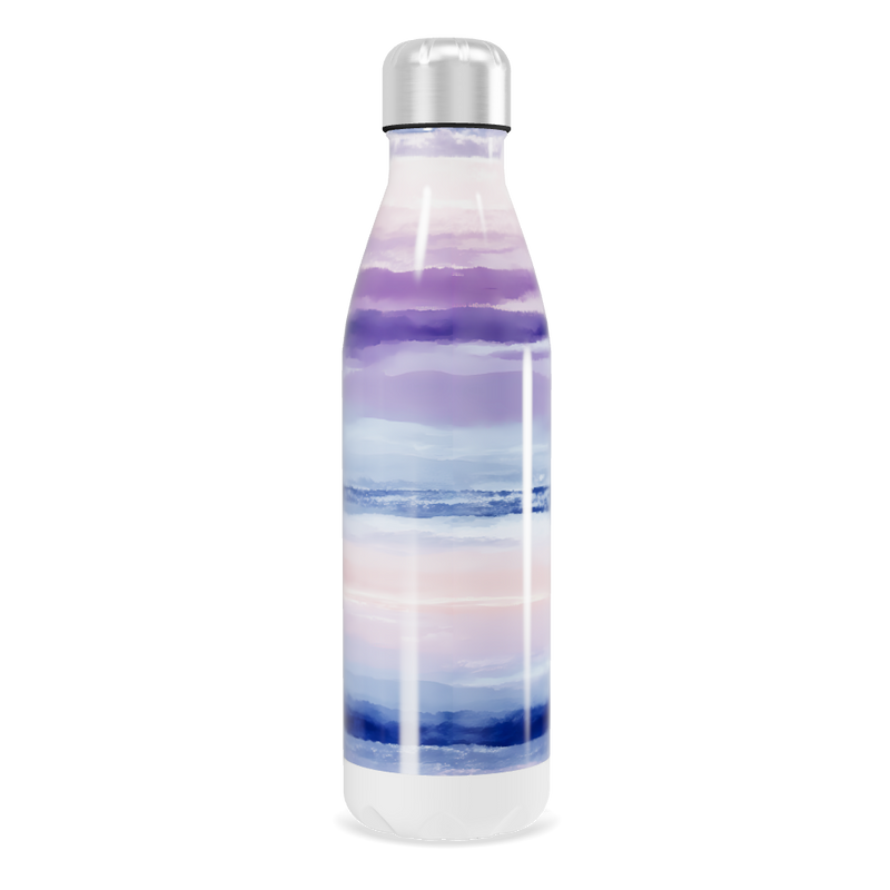 Garrafa Inox - Estampa Ondas Azul Roxo