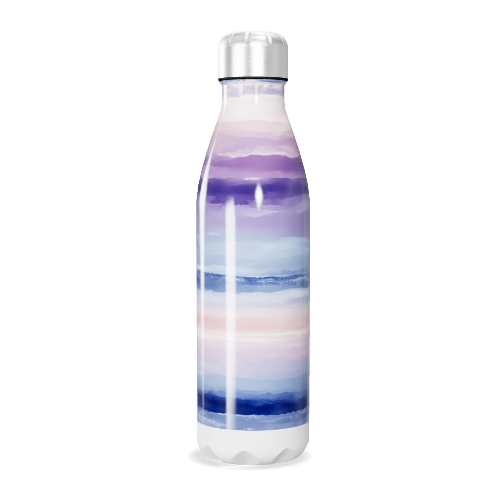 Garrafa Inox - Estampa Ondas Azul Roxo