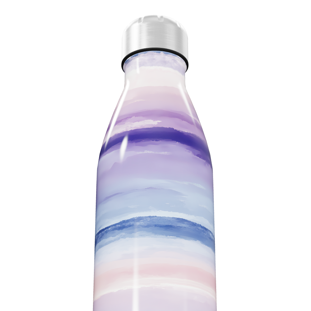 Garrafa Inox - Estampa Ondas Azul Roxo