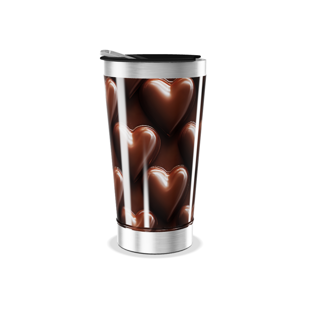 Copo Térmico - Corações Chocolate Aço Inox