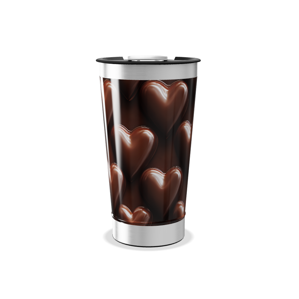 Copo Térmico - Corações Chocolate Aço Inox