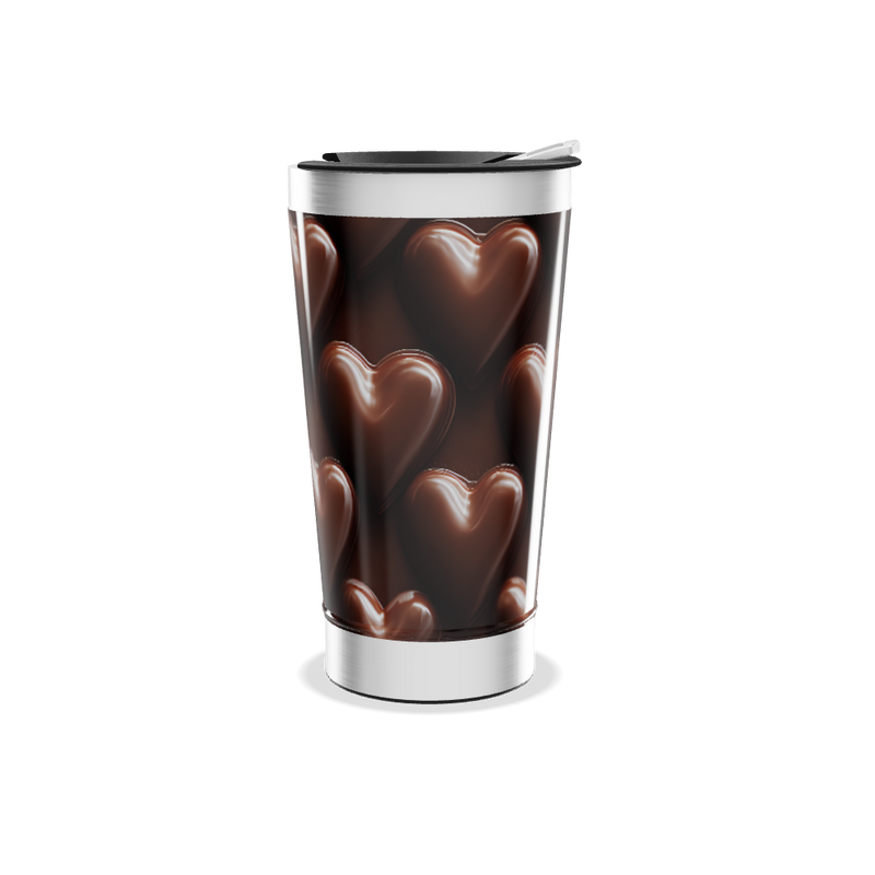 Copo Térmico - Corações Chocolate Aço Inox