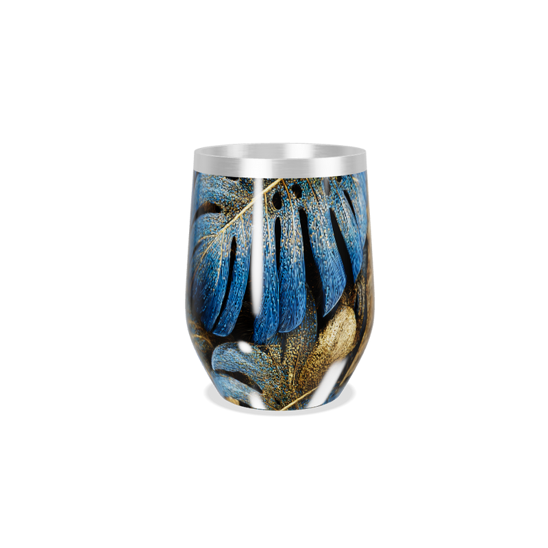 Copo Térmico Slim - Folhas Ouro Azul