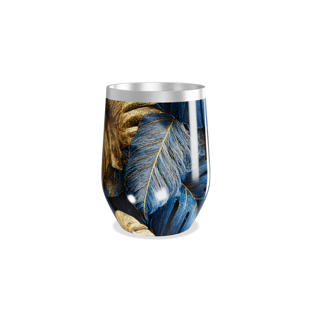 Copo Térmico Slim - Folhas Ouro Azul