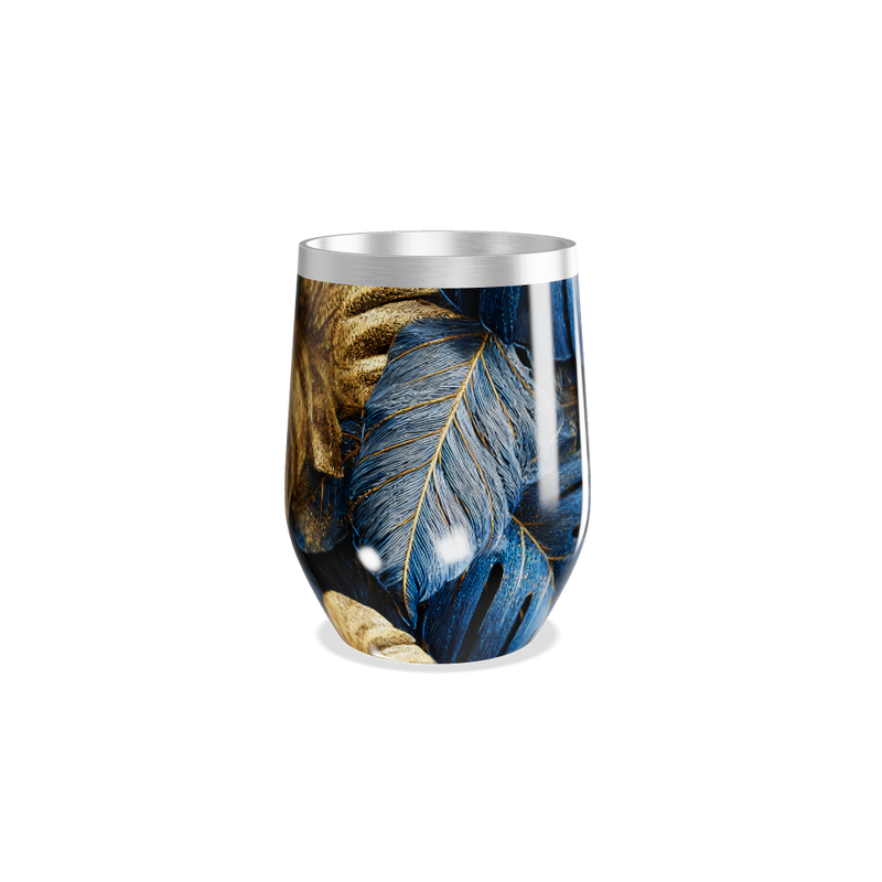 Copo Térmico Slim - Folhas Ouro Azul