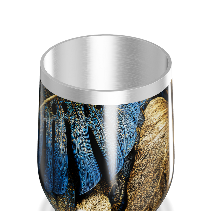 Copo Térmico Slim - Folhas Ouro Azul