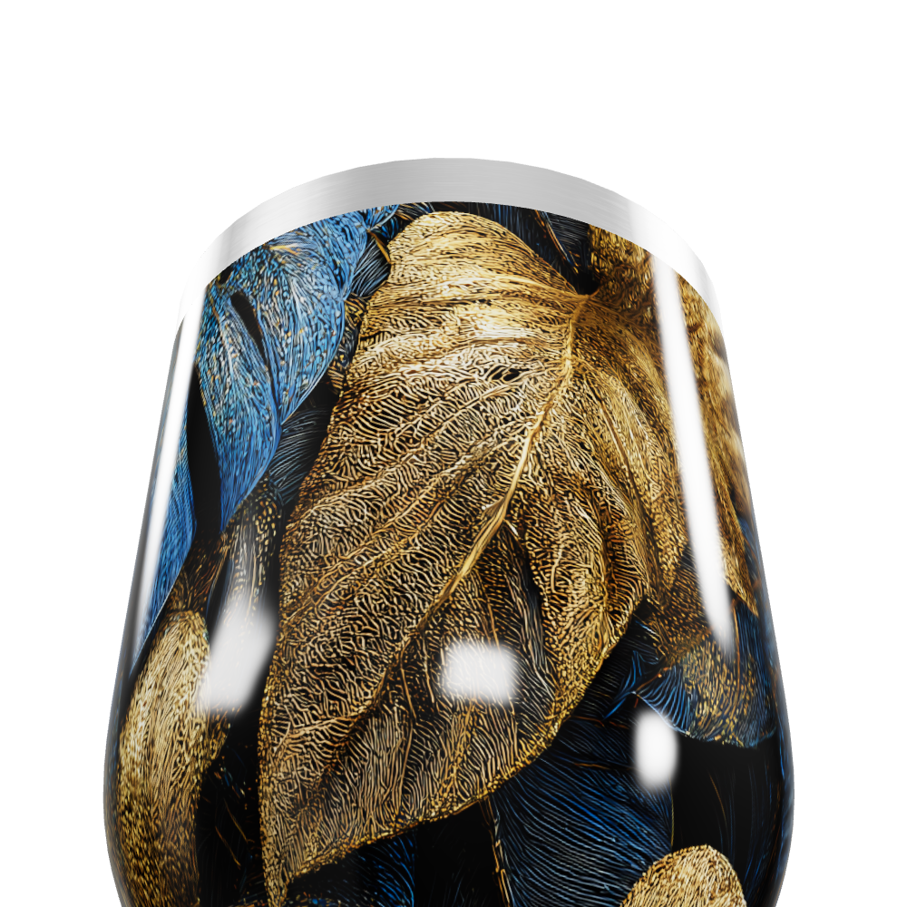 Copo Térmico Slim - Folhas Ouro Azul