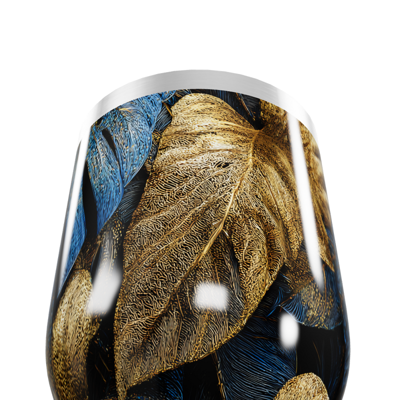 Copo Térmico Slim - Folhas Ouro Azul