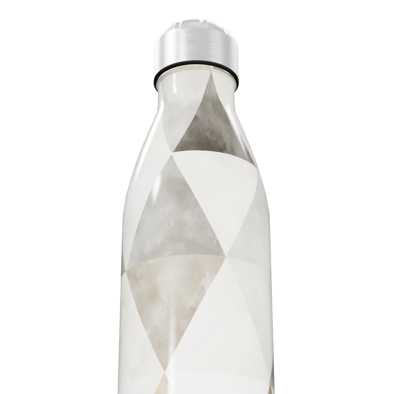 Garrafa Inox - Geométrica Bege e Branca