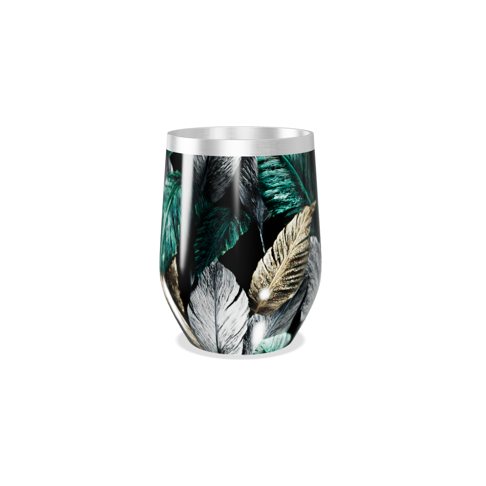 Copo Térmico Slim - Folhas Verde e Dourado