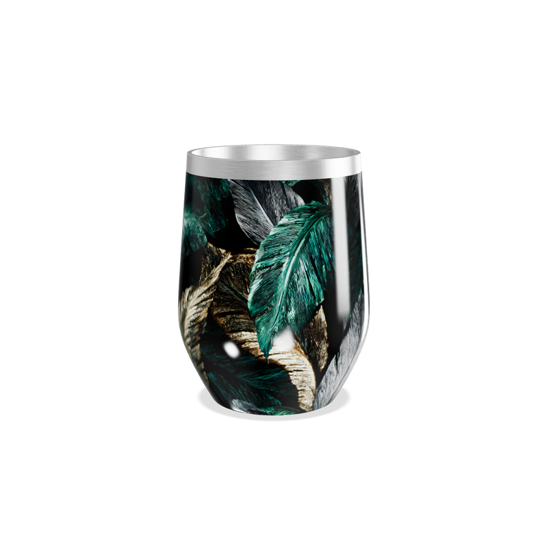 Copo Térmico Slim - Folhas Verde e Dourado