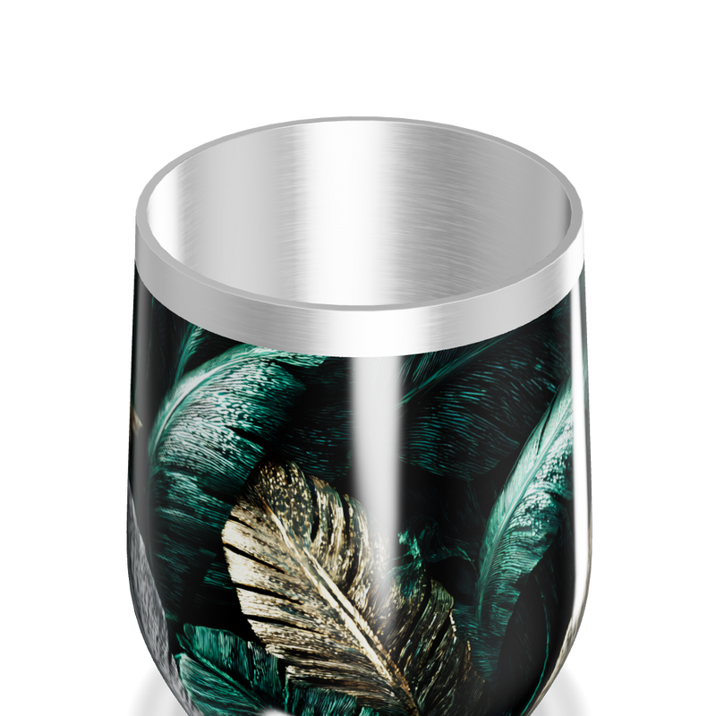 Copo Térmico Slim - Folhas Verde e Dourado