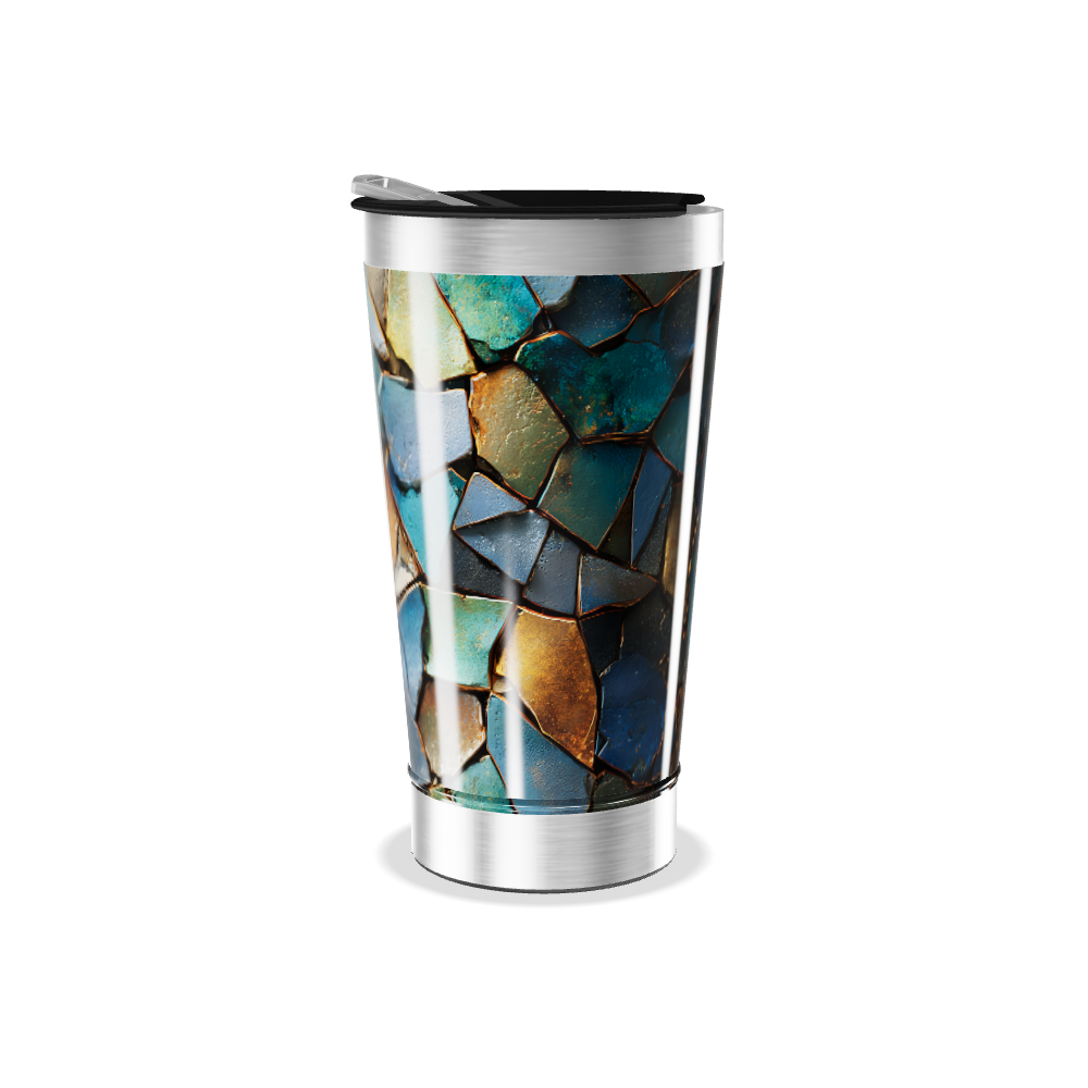 Copo Térmico - Azul com Estampa de Pedras