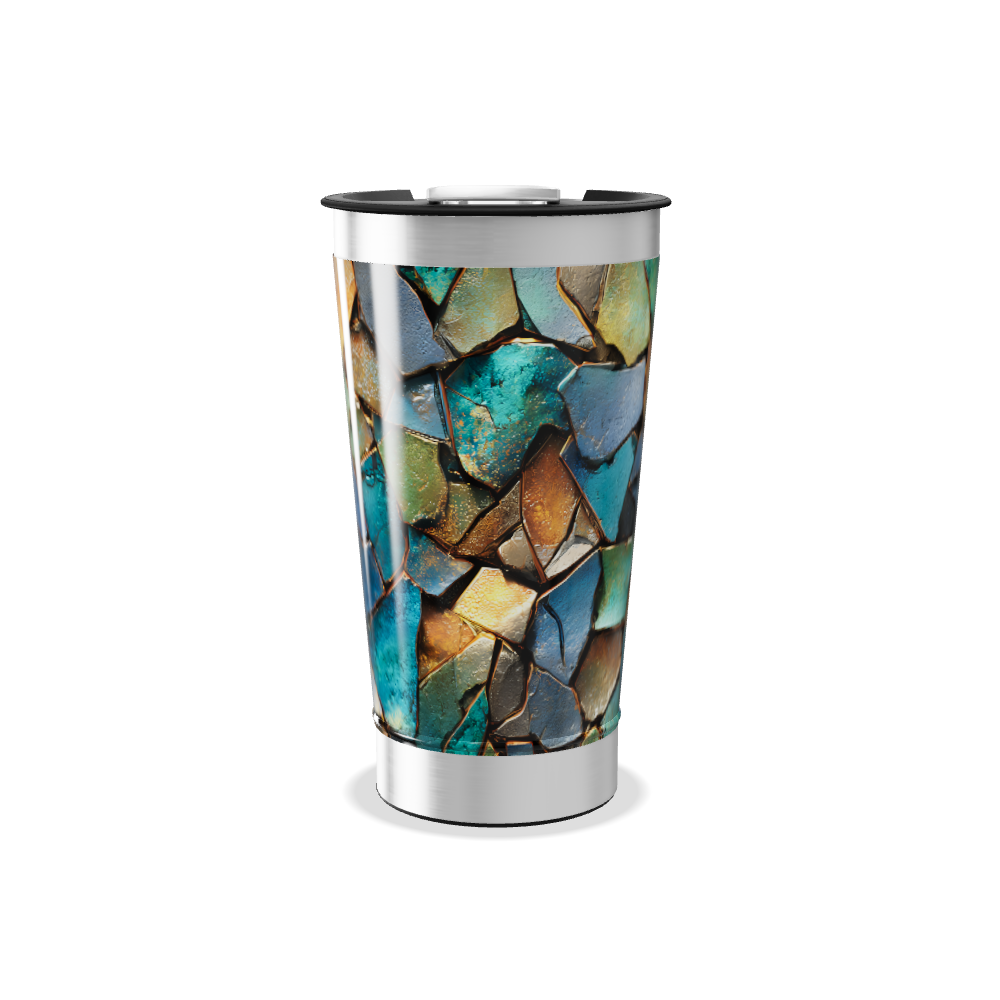 Copo Térmico - Azul com Estampa de Pedras