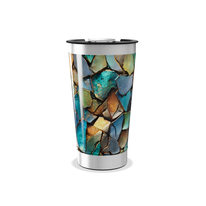 Copo Térmico - Azul com Estampa de Pedras